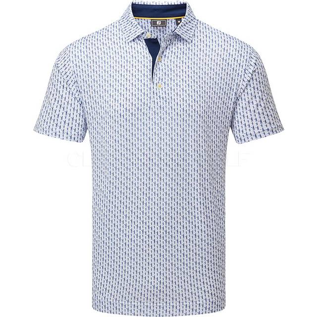 FOOTJOY 2025 FIGURE PRINT LISLE GOLF POLO SHIRT 34052 - WHITE / NAVY - XL