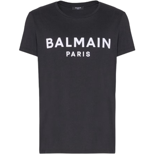Men's Balmain Paris Print Logo Black T-shirt - Size: 42