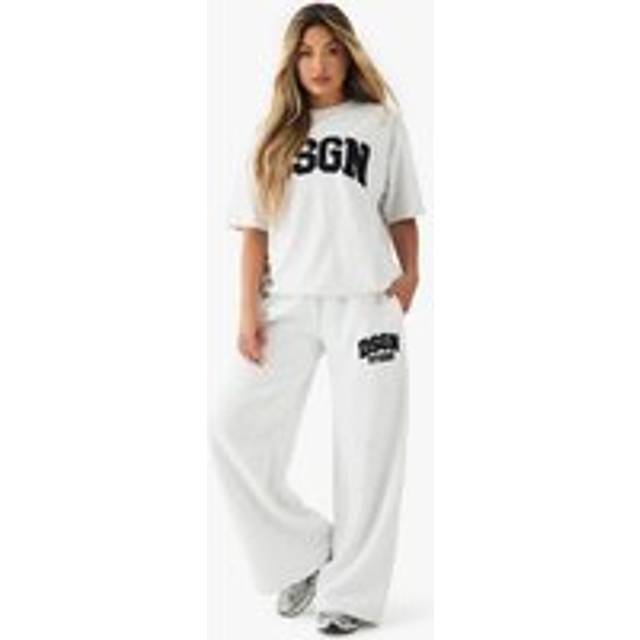 DSGN Studio Towelling Applique Straight Leg Jogger - Ash Grey - XS