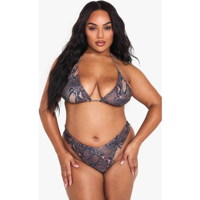Womens Plus Snake Print V Shape High Waisted Bikini Bottoms - 22, Snake