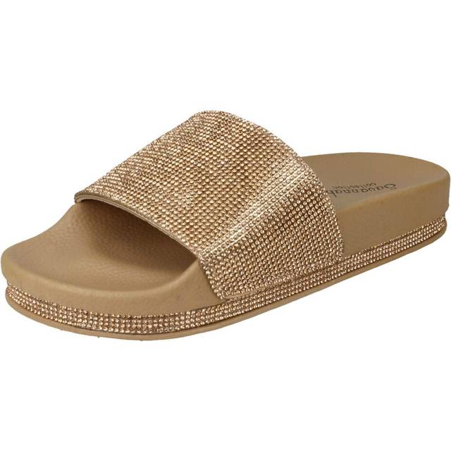 Ladies savannah diamante synthetic slider mules