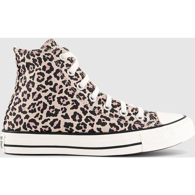 Converse Womens All Star Hi Trainers Leopard Warm Clay Egret Black Grey, 5