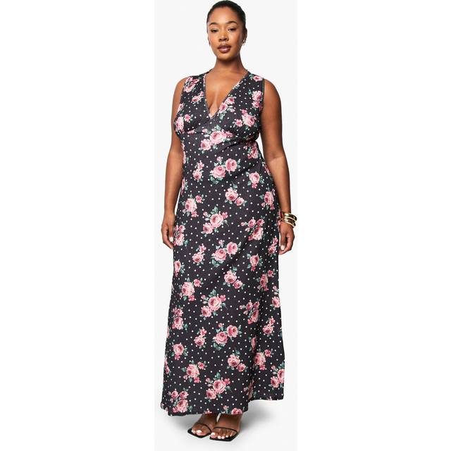 Womens Plus Printed Treebark Fit And Flare Midaxi Dress - Black - 20, Black