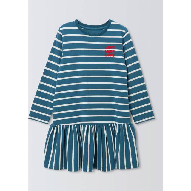 John Lewis Kids' Stripe Love Jersey Dress, Red, White, Blue