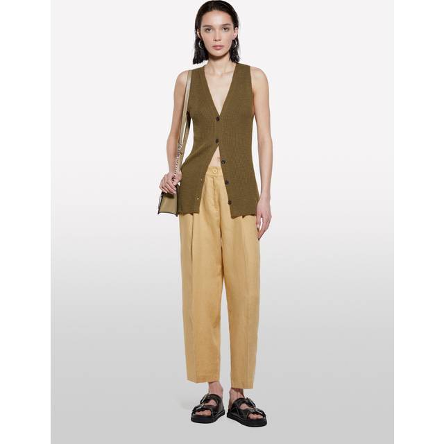 SISLEY Relaxed Cropped Pure Linen Trousers