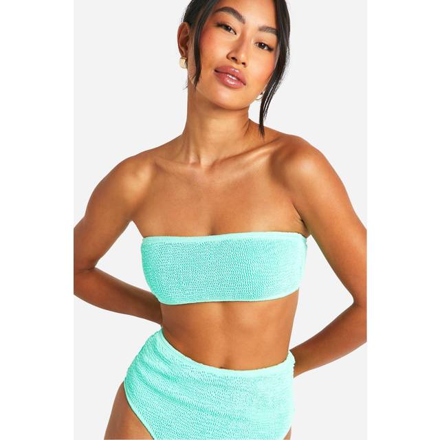 Womens Premium Crinkle Bandeau Tube Bikini Top - Green - 6, Green