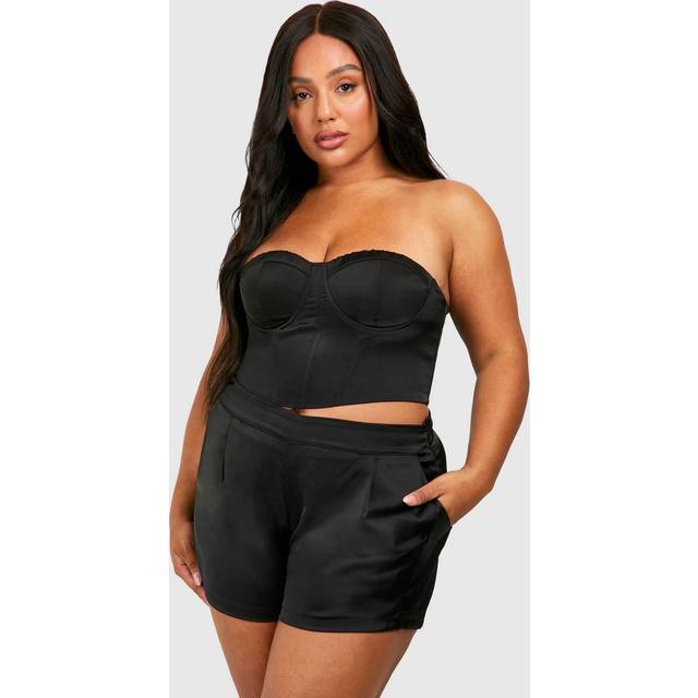 Womens Plus Satin Tailored Short - Black - 16, Black