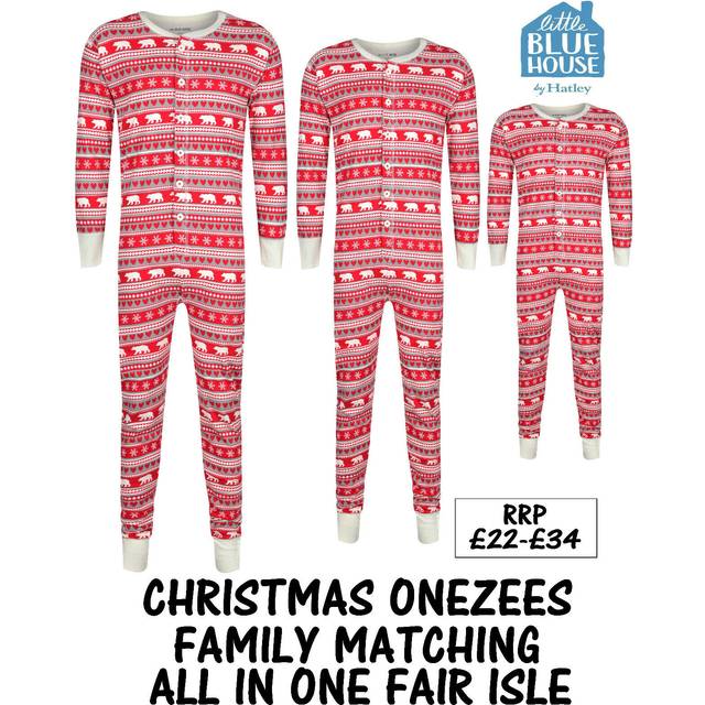 Christmas pyjamas family matching fair isle onezees all in one ex uk store