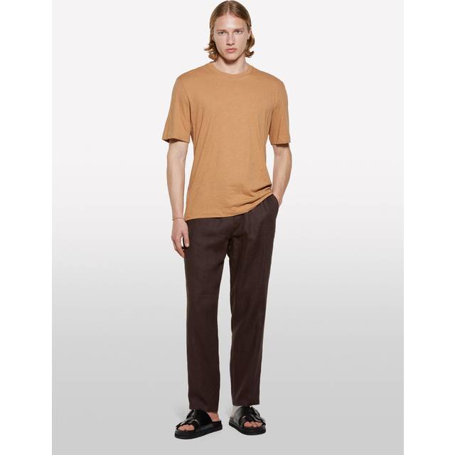 Sisley - Dark Brown 100% Linen Joggers, Man, Dark Brown, Size: 48