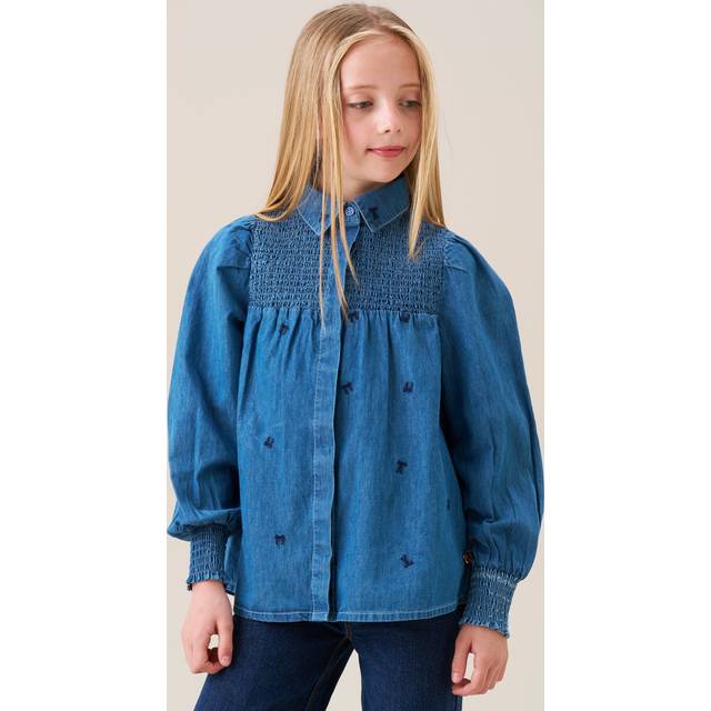 Angel & Rocket Kids' Embroidered Denim Shirt, Blue