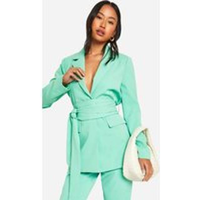 Womens Obi Tie Waist Tailored Blazer - Green - 6, Green