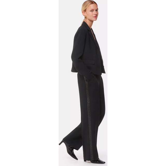 Whistles Quinn Sequin Stripe Straight Leg Trousers, Black