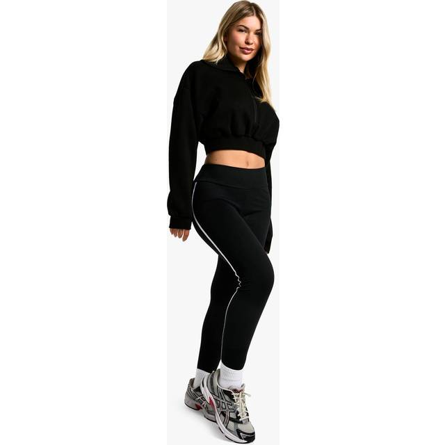 Womens Stripe Side Highwaisted Legging - Black - 10