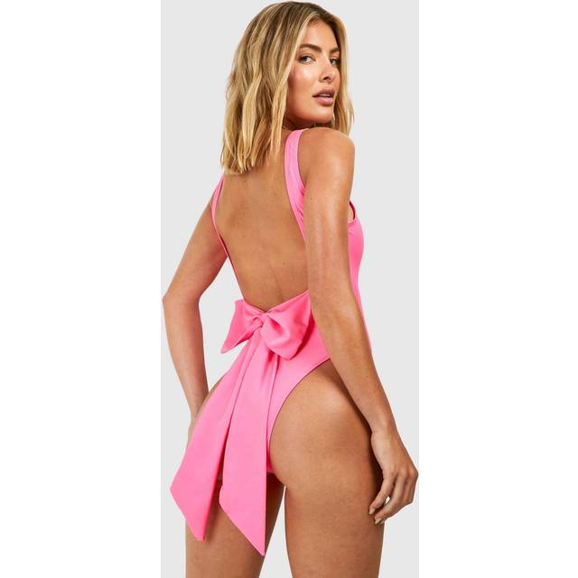 Womens Bridal Bow Scoop Swimsuit - Pink - 6, Pink