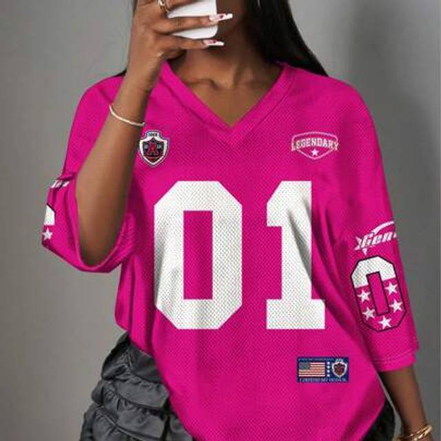 Slaydiva Casual Minimalist Letter & Number Graphic 14 Women T-Shirt, Suitable For Summer