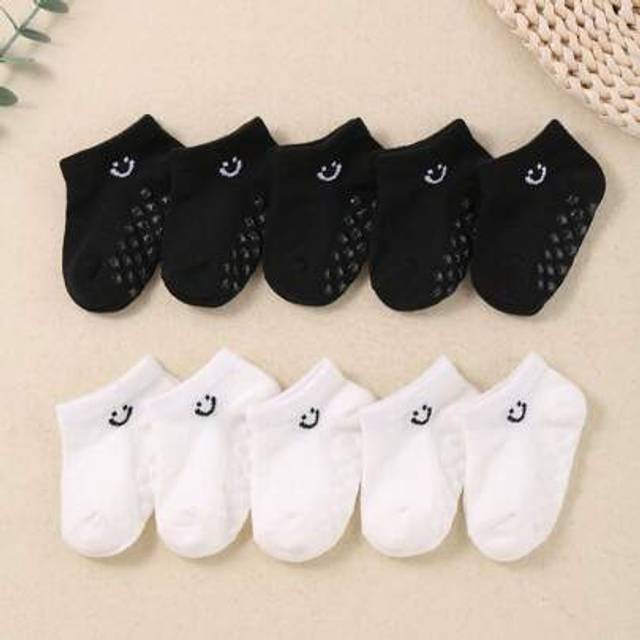 SHEIN 10 - Pack Baby Socks For 0 - 3Y- - Patterned Anti - Slip Floor Socks, Ideal Summer Ankle Socks For Newborns And Toddlers