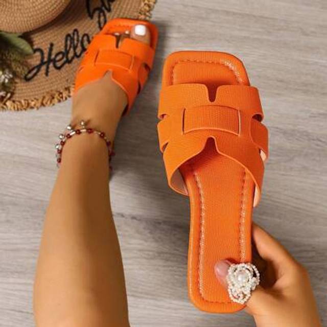 SHEIN Wide Fit Rhinestone Decorated Comfortable Flat Slide Sandals, Korean Style Casual Slip-On Slippers For Women, Open Toe, Spring/Summer New Woven Roman