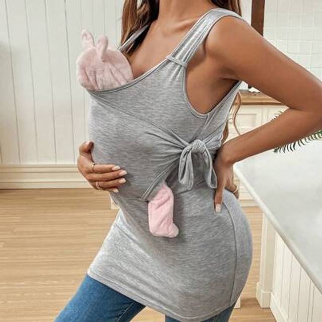 SHEIN Wrap-Style Fitted Nursing Tank Top For Pregnant Women