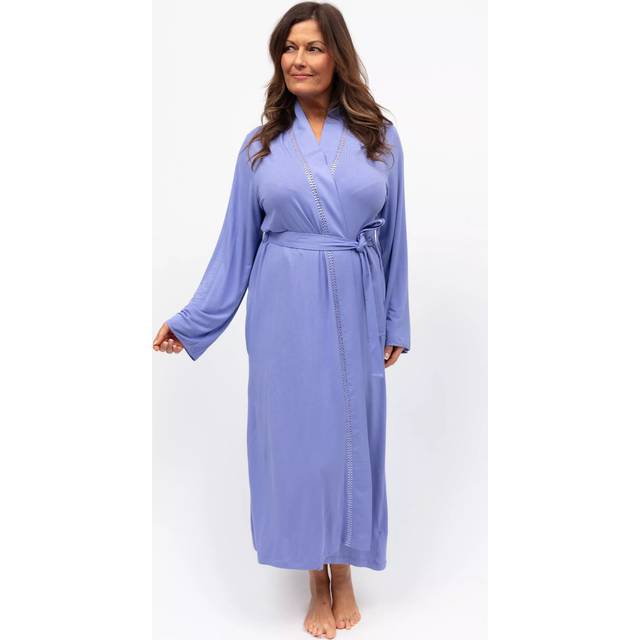 Cyberjammies Jersey Lace Insert Maxi Dressing Gown, Lilac