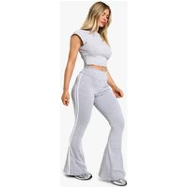 Womens Stripe Side Flare Trouser - Grey Marl - 10