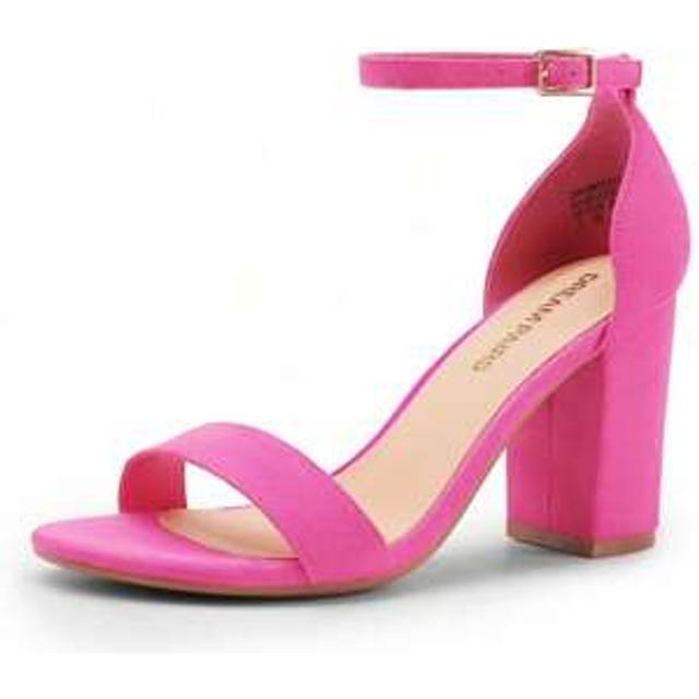 SHEIN Women Nude Chunky High Heeled Sandals Classic Ankle Strap Open Toe Summer Heeled Sandals For Summer And Spring Wearing, Mother&#39;s Day