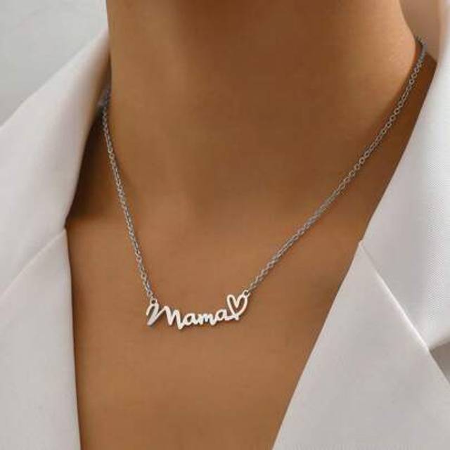 SHEIN 1pc Simple & Fashionable Mother&#39;s Day Mama Alphabet Heart Necklace For Collarbone Valentines,Mom,Mother,Mother&#39;s Day,Gift