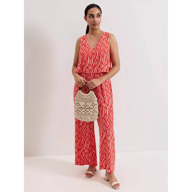 Phase Eight Petite Loren Abstract Jumpsuit, Pink/Red