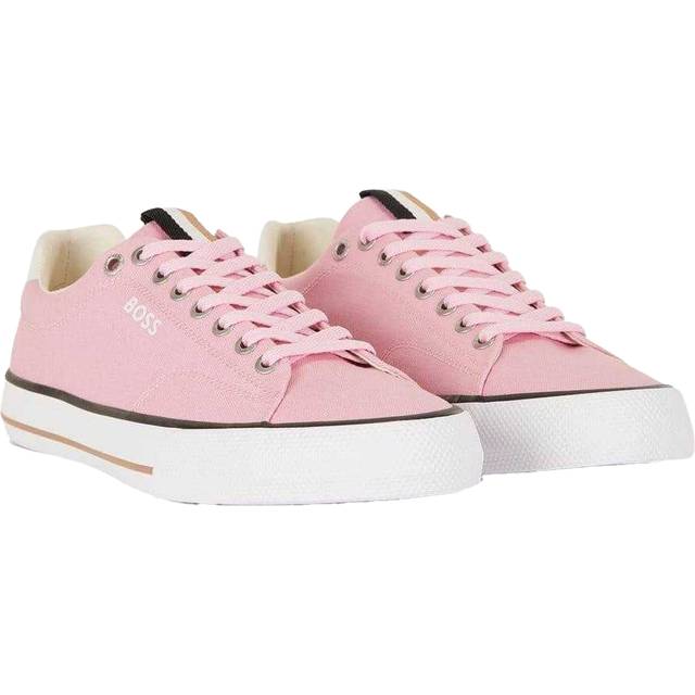 (8 UK, Pink) Boss Mens Aiden Leather Tennis Trainers