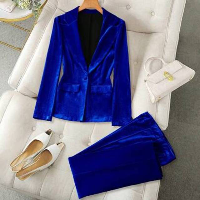 SHEIN Women&#39;s Fashion Velvet Suit Set, Autumn/Winter