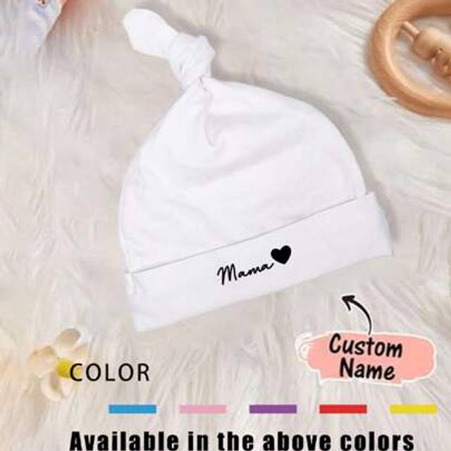 SHEIN 1pc Personalized Printed Text Newborn Snug Beanie Hat, Soft And Skin-Friendly For Babyback To School Winter Gift Ideas Boy Girl Valentine&#39;s Day