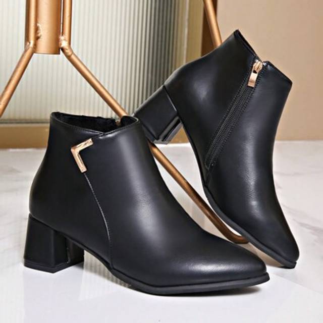 SHEIN Fashion Match Dress, Women&#39;s Plain Square Toe Over The Knee Boots, Chunky Heel, Mid-Calf Boot, Perfect With Cardigan/Sweaters,Elastic Slim Stretch Thi