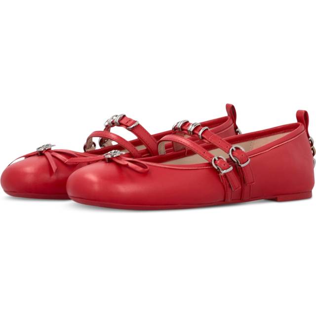 Pinko, Ballerines en cuir nappa à brides et naud, Rouge, 39