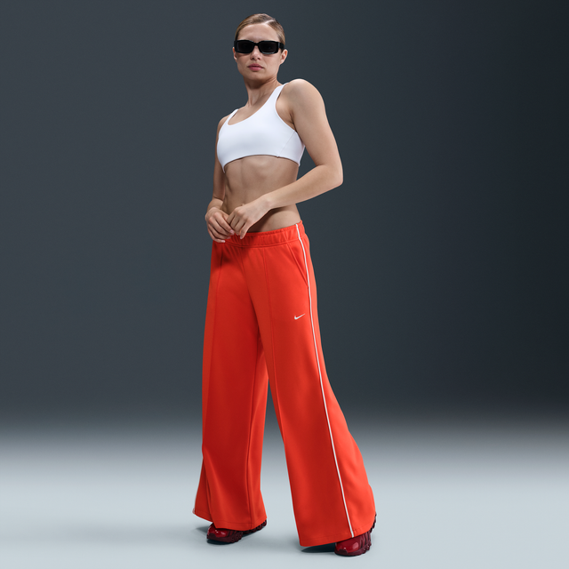 Nike Sportswear Women's Mid-Rise Wide-Leg Tracksuit Bottoms - Red - Polyester - XS (UK 4&#x2013;6)