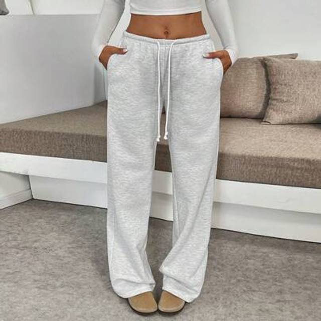 SHEIN Women&#39;s High-Waist Wide Leg Palazzo Pants, Low Waist Drawstring Elastic Waist Casual Loose Comfy Ankle Length Trousers