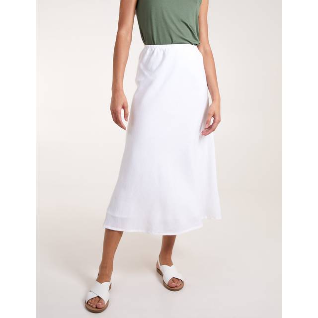 Bias Cut Midi Skirt - White - Medium - Blue Vanilla