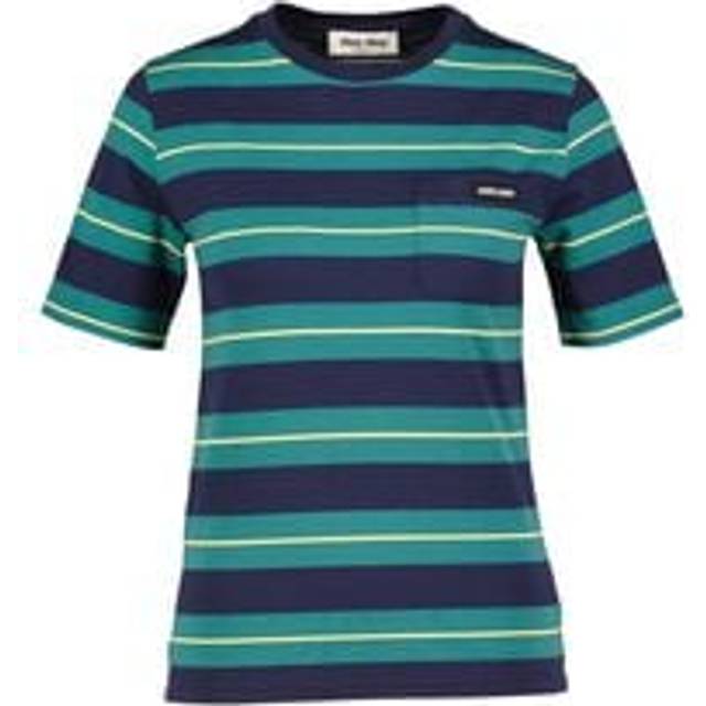 miu miu Logo Striped T-Shirt - Green
