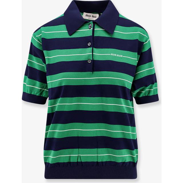 miu miu Logo Knit Polo Shirt - Green - 40 IT
