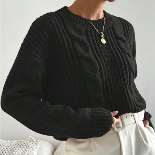 Chiquease Casual Solid Color Drop-Shoulder Sweater, Autumn/Winter,Long Sleeve TopsKnit PulloverFall Outfit