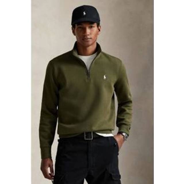 Polo Ralph Lauren Cotton Blend Double Knit Mockneck Jumper, Company Olive