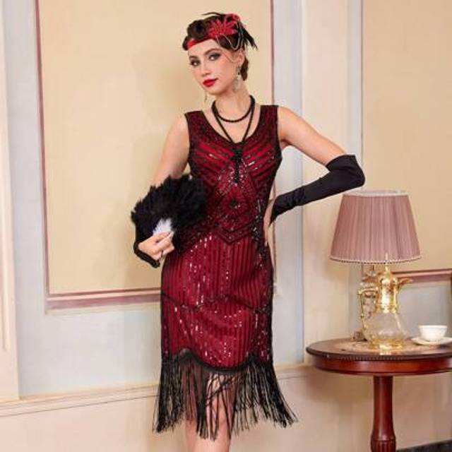 SHEIN Women&#39;s 1920s Vintage Flapper Dress 1920s, Great Gatsby Sequin Fringe Dresses For Party Prom