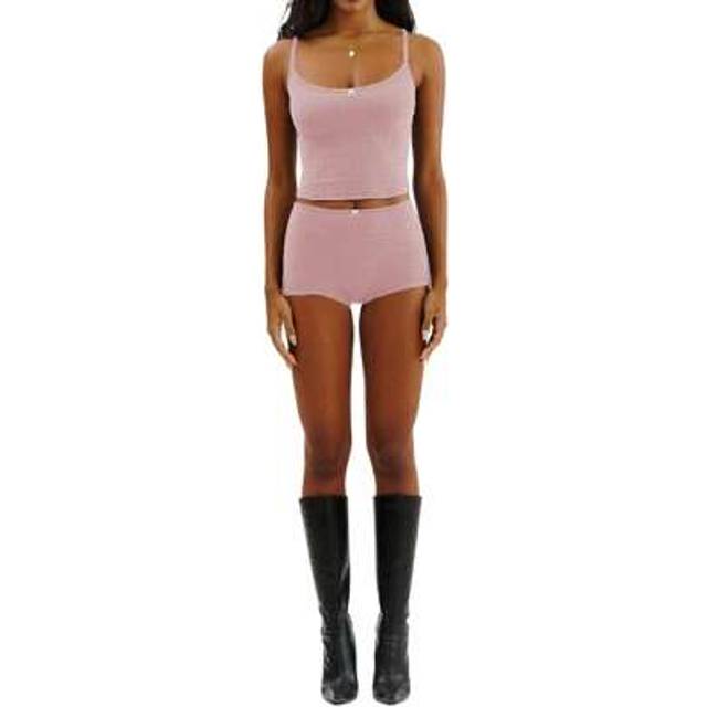 SHEIN Women 2 Piece Pajamas Set Bow Sleeveless Camisole And Elastic Shorts Loungewear Soft Sleepwear For Nightwear