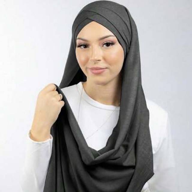 SHEIN 1pc Crystal Linen Tie-On Hijab, Instant Hijab Scarf For Women, Solid Color Classic Basic, Silky Soft Breathable, Convenient Wrap-Around Design, Cross
