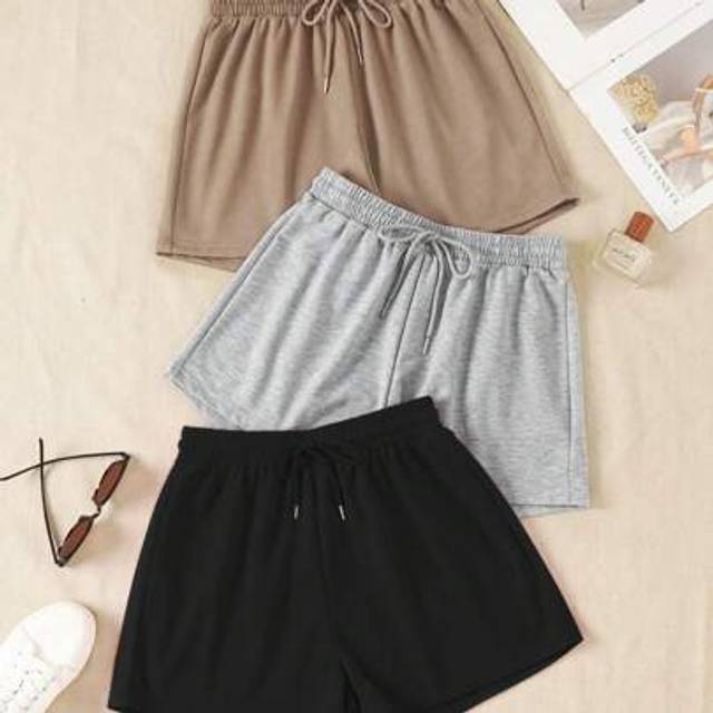 SHEIN Three Pieces Sports Shorts, Slightly Stretchy, Suitable For Summer Wear, Suitable For Outdoor, Sports, Travel, City Roaming And Other Occasions, Comfo