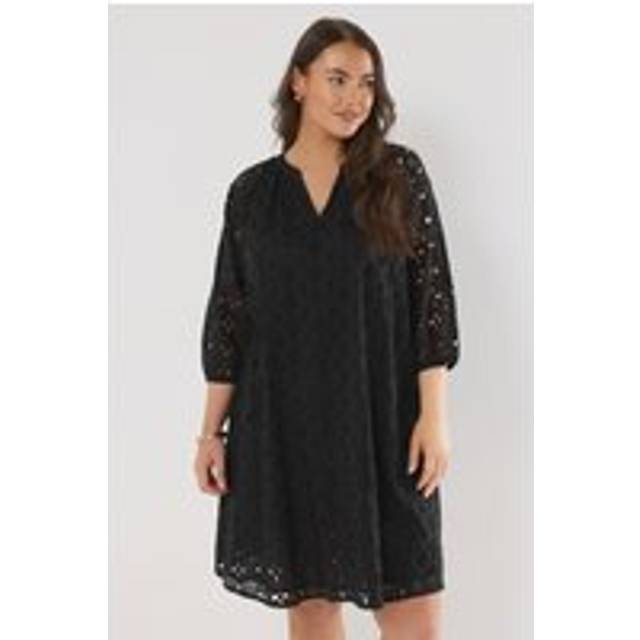 Broderie Swing Dress - Black - 22-24