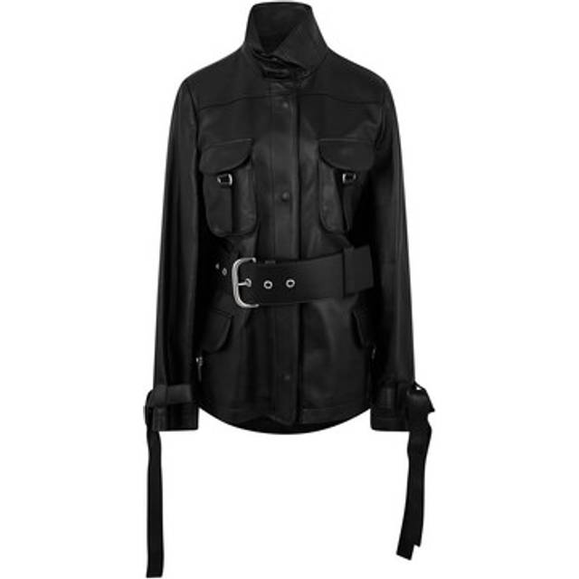 OFF WHITE Cargo Belted Leather Jacket - Black