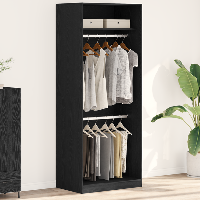 Vidaxl - Black Oak Wardrobe - 80 x 50 x 200 cm, Made from Engineered Wood
