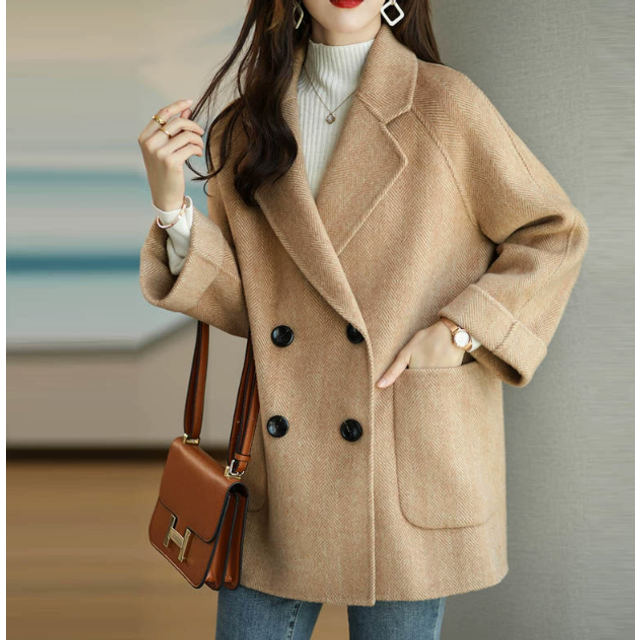 (Camel regular style, M) Wool Coat Elegance Coats and Jackets Women New In Autumn Winter Jacket Women Korean Style Long Sleeve Office Lady Trench Coat