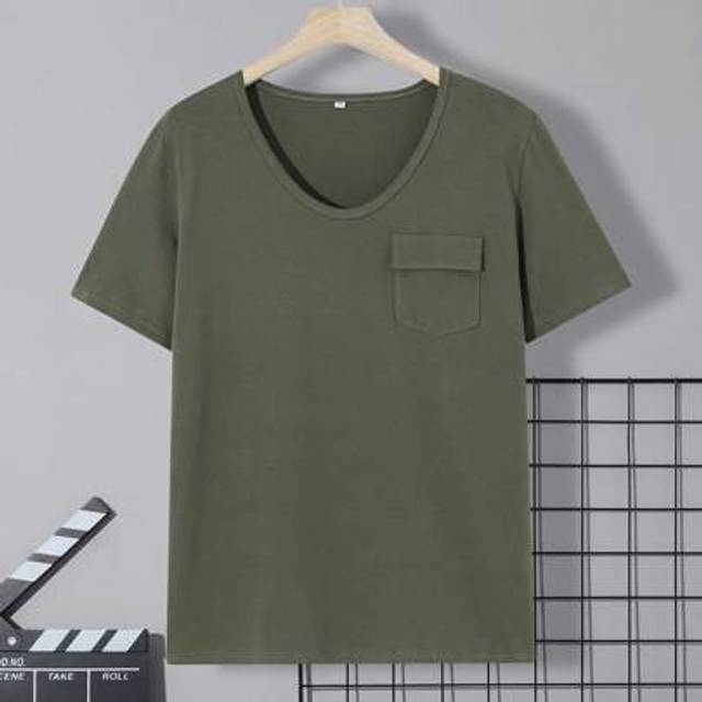 SHEIN Cotton Summer New Casual Men&#39;s Short Sleeve T-Shirt With V Neckline, American Style Shorts For Travel/Holiday/Outdoor Camping