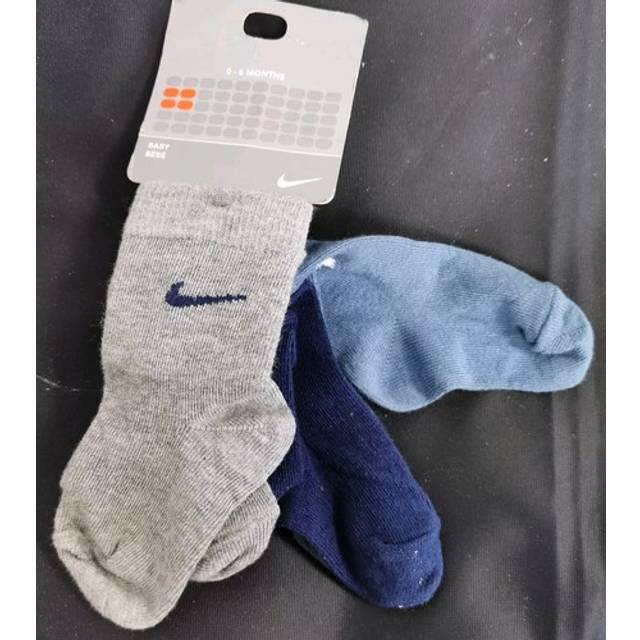 3 Pack Nike Socks Old Stock Age 0 - 6 Months Grey Blue Vintage Retro