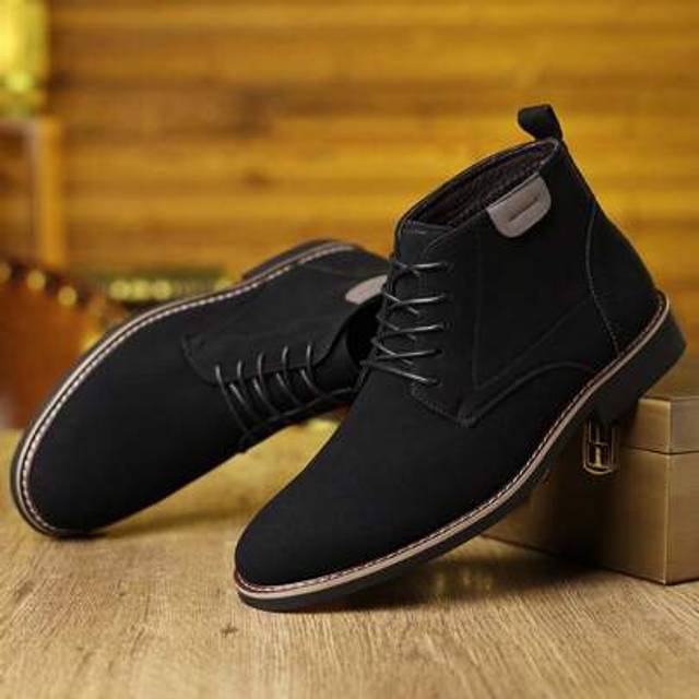 SHEIN Men&#39;s Casual Lace-Up Retro British Style Chelsea Boots, Suede Motorcycle Boots, Fashion